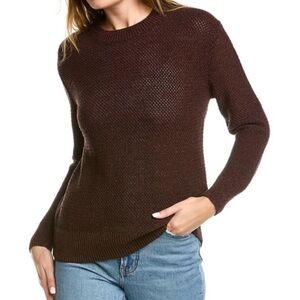 Theory Crochet Open Knit Sweater Cotton Blend Women's SMALL Merletto Brown *EUC